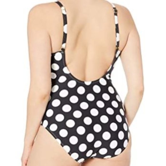 LA BLANCA Plus Dot Lace Up One-piece Swimsuit NWT - Picture 3 of 3